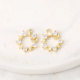 Brass & Zircon Round Charms Pendants for DIY Jewelry