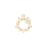 Brass & Zircon Round Charms Pendants for DIY Jewelry