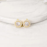 Brass Zircon Round Charms Pendant Necklace Bracelet Earring Diy Jewelry