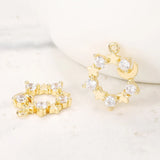 Brass & Zircon Round Charms Pendants for DIY Jewelry