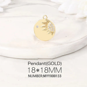 Brass Zircon Round Charms Pendants Necklace Bracelet Earring DIY Jewelry