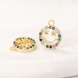Brass & Zircon Round Smile Charms Pendant Necklace Bracelet Earring DIY Jewelry