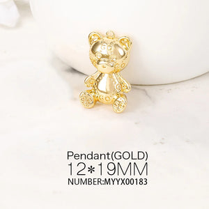 Brass Bear Charms Pendants for DIY Jewelry Making