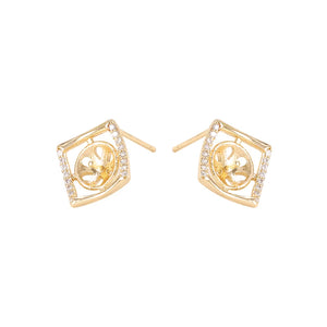 Brass Rhombus Stud Earrings S925 Silver PIN DIY Jewelry Making