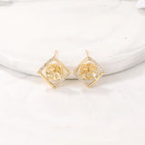 Brass Rhombus Stud Earrings S925 Silver PIN DIY Jewelry Making