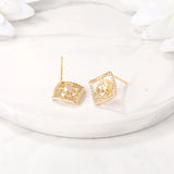 Brass Rhombus Stud Earrings S925 Silver PIN DIY Jewelry Making