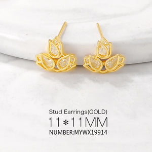 Brass Rose Stud Earrings S925 SLIVER PIN DIY Jewelry Making