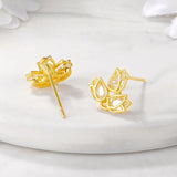 Brass Rose Stud Earrings S925 SLIVER PIN DIY Jewelry Making