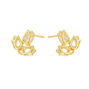 Brass Rose Stud Earrings S925 SLIVER PIN DIY Jewelry Making
