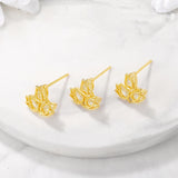 Brass Rose Stud Earrings S925 SLIVER PIN DIY Jewelry Making