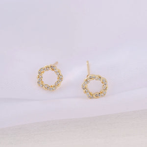 Brass Round Stud Earrings S925 Silver Pin Jewelry DIY