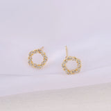 Brass Round Stud Earrings S925 Silver Pin Jewelry DIY