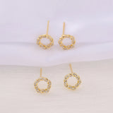 Brass Round Stud Earrings S925 Silver Pin Jewelry DIY