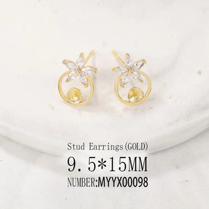 Brass Star Stud Earrings S925 Silver Pin Jewelry Making Supplies