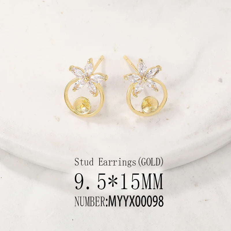 Brass Star Stud Earrings S925 Silver Pin Jewelry Making Supplies