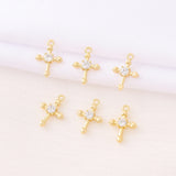 Brass Zircon Cross Charms Pendant Necklace Bracelet Earring Diy Jewelry