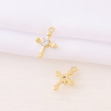 Brass Zircon Cross Charms Pendant Necklace Bracelet Earring Diy Jewelry