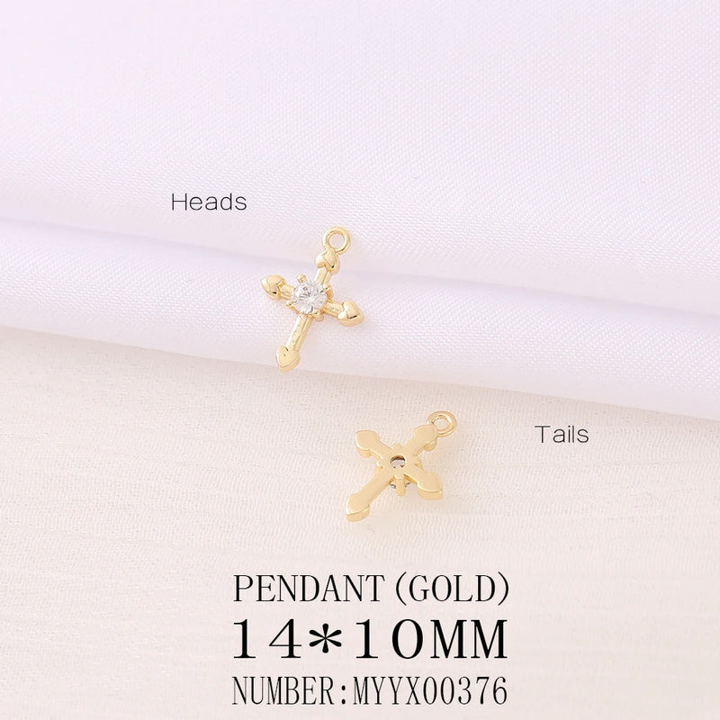 Brass Zircon Cross Charms Pendant Necklace Bracelet Earring Diy Jewelry