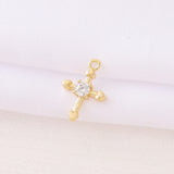 Brass Zircon Cross Charms Pendant Necklace Bracelet Earring Diy Jewelry