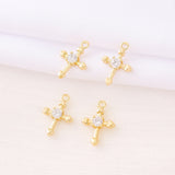 Brass Zircon Cross Charms Pendant Necklace Bracelet Earring Diy Jewelry