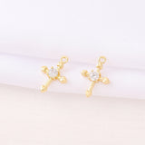 Brass Zircon Cross Charms Pendant Necklace Bracelet Earring Diy Jewelry