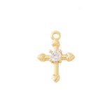 Brass Zircon Cross Charms Pendant Necklace Bracelet Earring Diy Jewelry