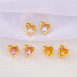 Brass Zircon Heart Charms Necklace Bracelet Earring Diy Jewelry Accessories