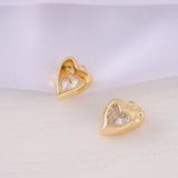 Brass Zircon Heart Charms Necklace Bracelet Earring Diy Jewelry Accessories