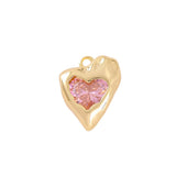 Brass Zircon Heart Charms Necklace Bracelet Earring Diy Jewelry Accessories