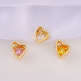 Brass Zircon Heart Charms Necklace Bracelet Earring Diy Jewelry Accessories