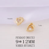 Brass Zircon Heart Charms Necklace Bracelet Earring Diy Jewelry Accessories