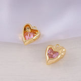 Brass Zircon Heart Charms Necklace Bracelet Earring Diy Jewelry Accessories