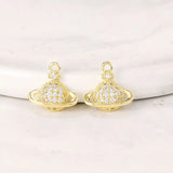 Brass Zircon Planet Charms Necklace Bracelet Earring DIY Jewelry