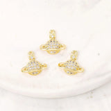 Brass Zircon Planet Charms Necklace Bracelet Earring DIY Jewelry