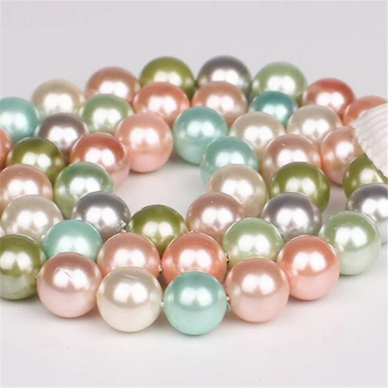Shell Pearl Beads 12 Colors DIY Jewelry 6/8/10mm 15inch