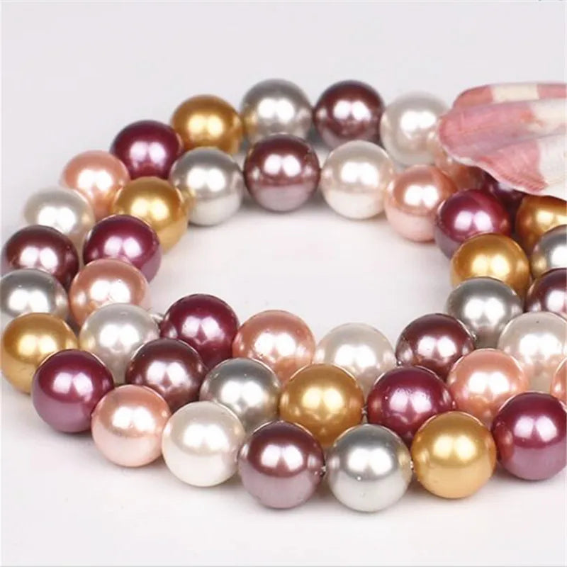 Shell Pearl Beads 12 Colors DIY Jewelry 6/8/10mm 15inch