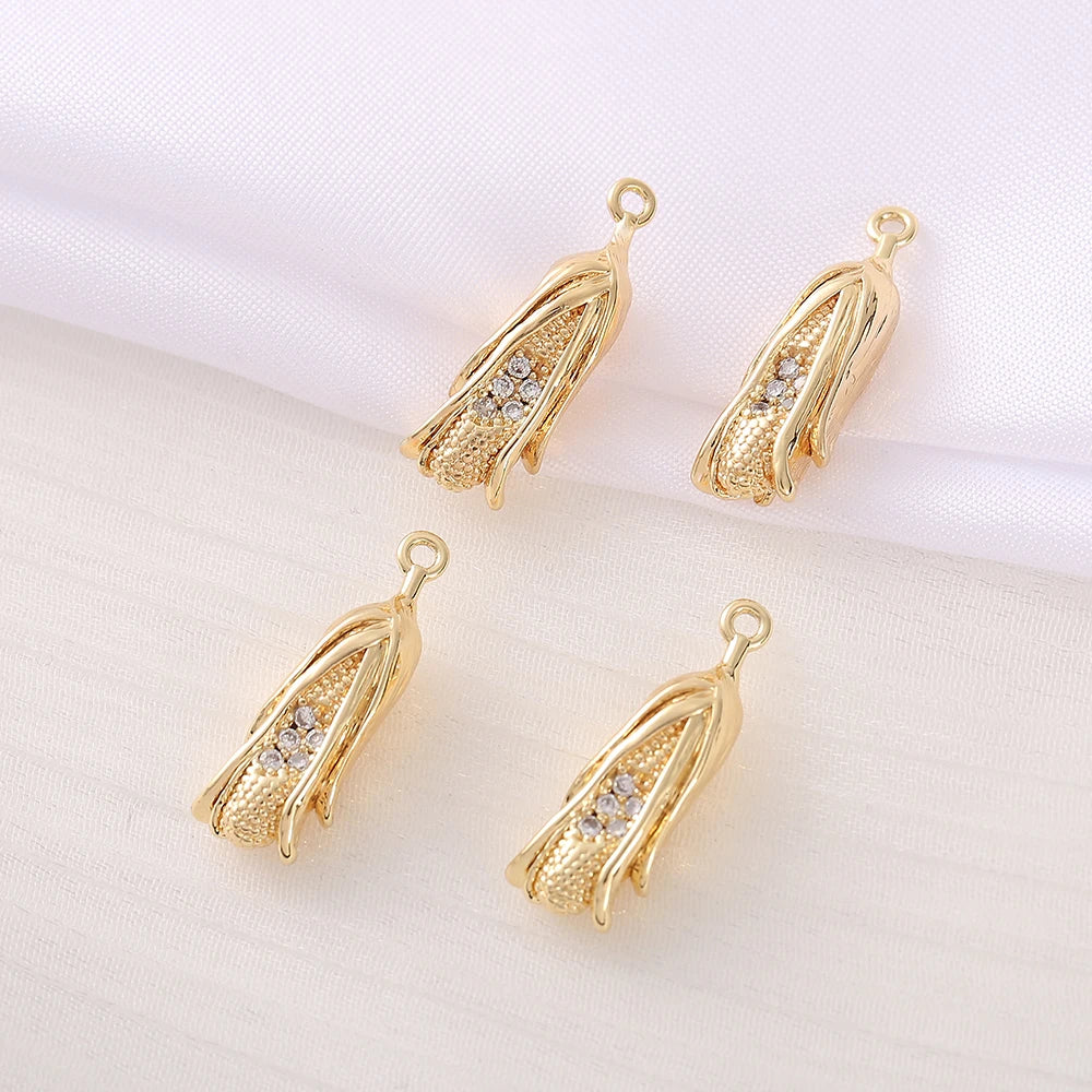 Brass Zircon Banana Charm Pendant for DIY Jewelry