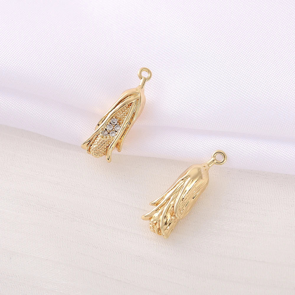 Brass Zircon Banana Charm Pendant for DIY Jewelry