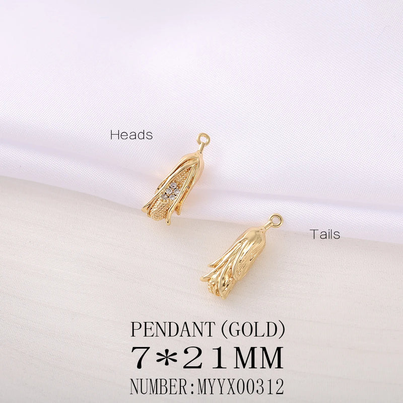 Brass Zircon Banana Charm Pendant for DIY Jewelry