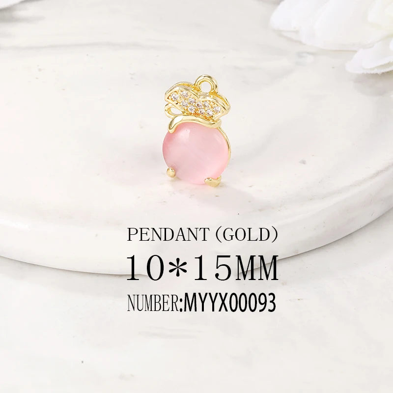Brass and Zircon Charms Pendants Jewelry Set