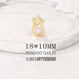 Brass Zircon Rose Charm Pendant Set DIY Jewelry Accessories
