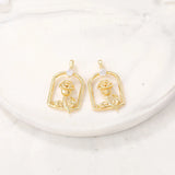 Brass and Zircon Rose Charms Necklace Bracelet Earring DIY Jewelry