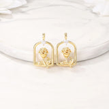 Brass and Zircon Rose Charms Necklace Bracelet Earring DIY Jewelry