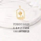 Brass and Zircon Rose Charms Necklace Bracelet Earring DIY Jewelry