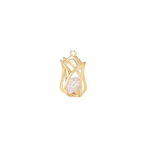 Brass Zircon Rose Charm Pendant Set DIY Jewelry Accessories