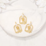 Brass and Zircon Rose Charms Necklace Bracelet Earring DIY Jewelry