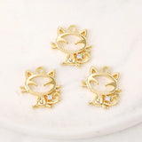Brass and Zircon Cat Charms Pendants Necklace and Bracelet Earring Diy Jewelry