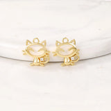 Brass and Zircon Cat Charms Pendants Necklace and Bracelet Earring Diy Jewelry