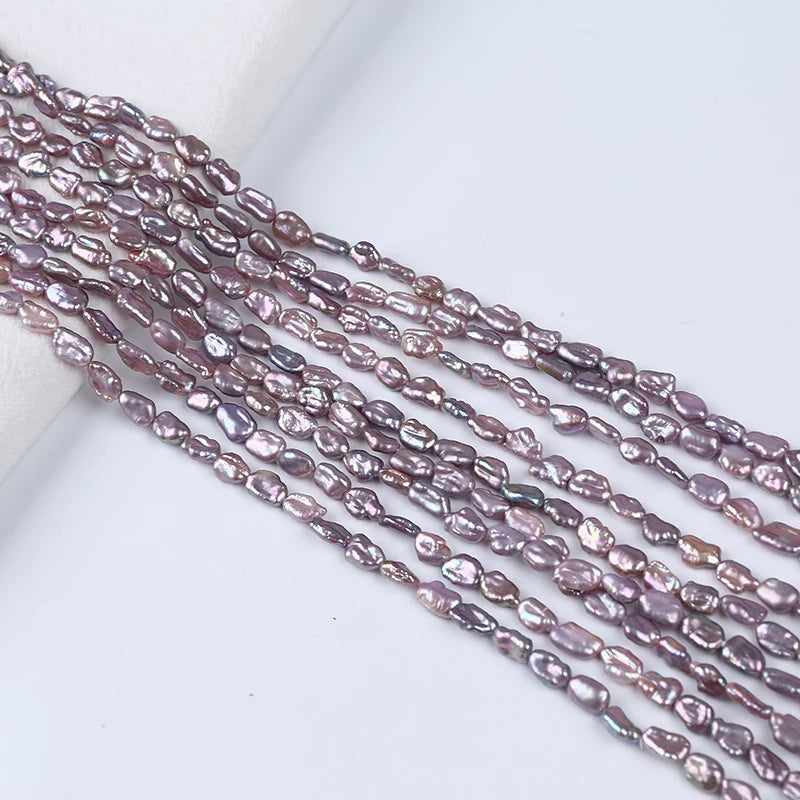 Purple Keshi Biwa Pearl Strand for Jewelry Making