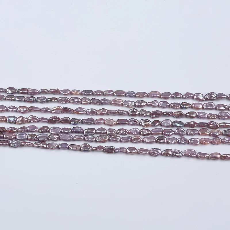 Purple Keshi Biwa Pearl Strand for Jewelry Making